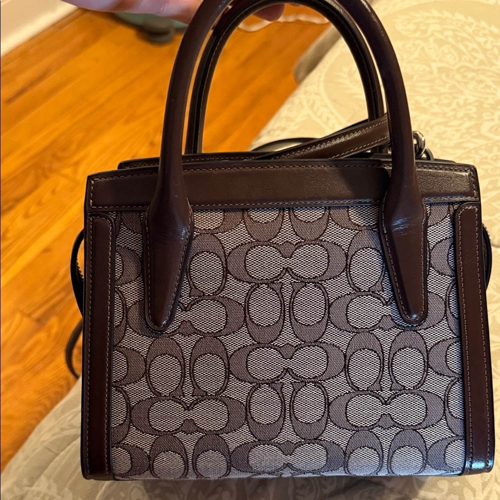 COACH Andrea Carryall Bag In Signature Jacquard CT766 Silver/Oak/Maple - Picture 8 of 13